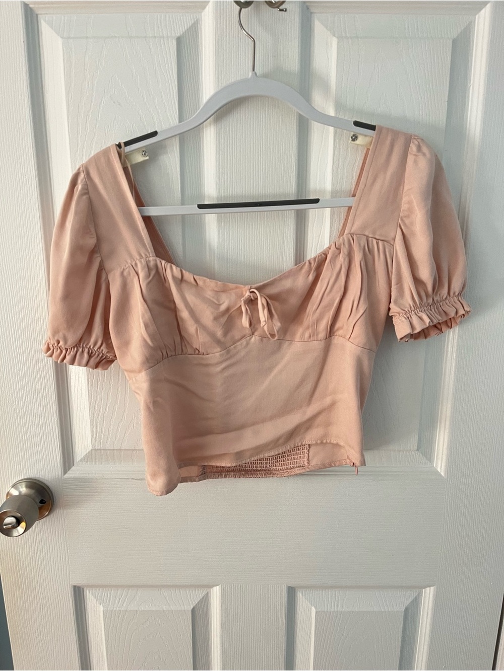 Urban Outfitters Pink Puff Sleeve Crop Top